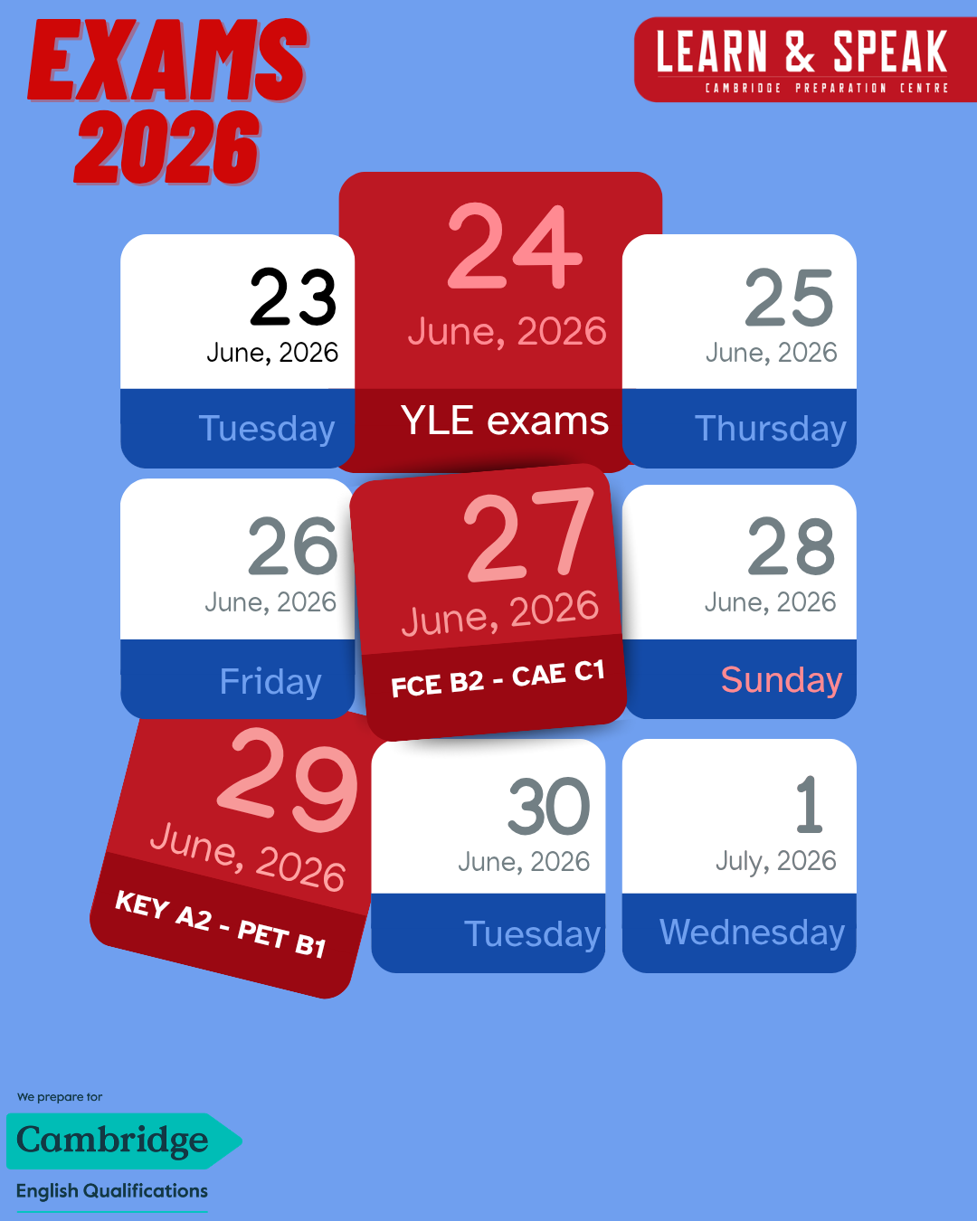 Esami Cambridge - sessione estiva 2026